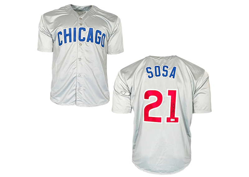 Sammy Sosa Signed Chicago Grey Baseball Jersey Beckett