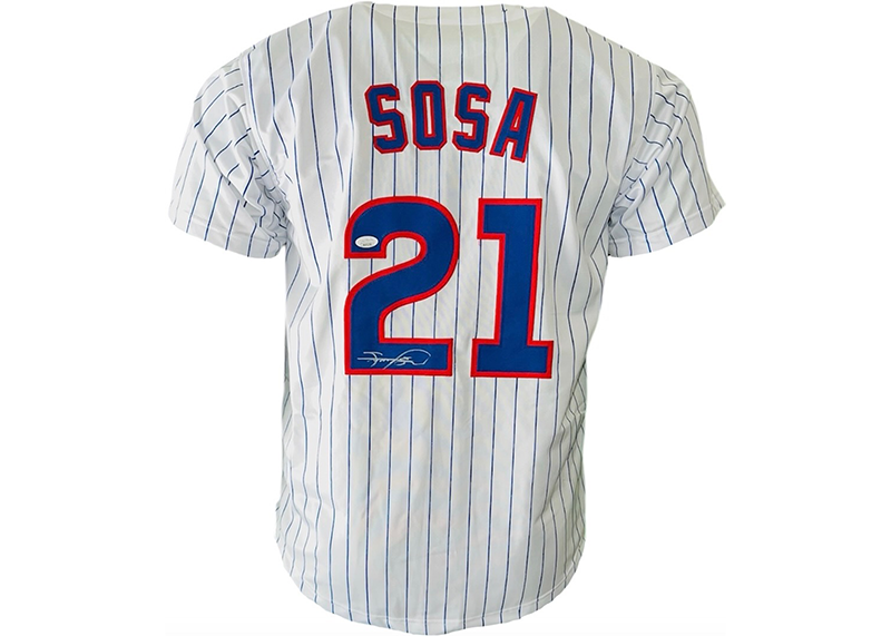 Sammy Sosa Signed Custom Chicago Pinstripe Baseball Jersey JSA