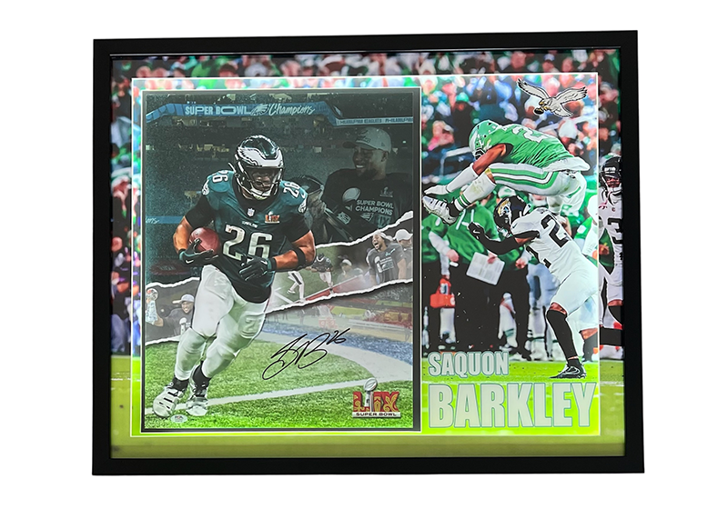 Saquon Barkley Signed 16x20 Philadelphia Eagles Photo 3D LED Frame PSA