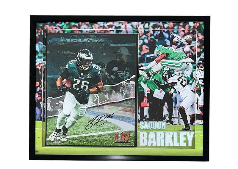 Saquon Barkley Signed 16x20 Philadelphia Eagles Photo 3D LED Frame PSA