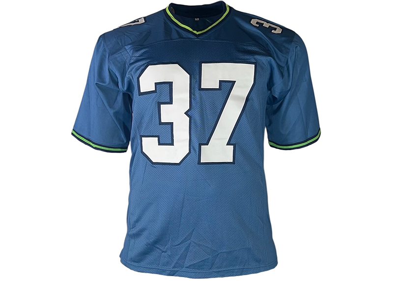 Shaun Alexander Signed Seattle Blue Football Jersey (Beckett)