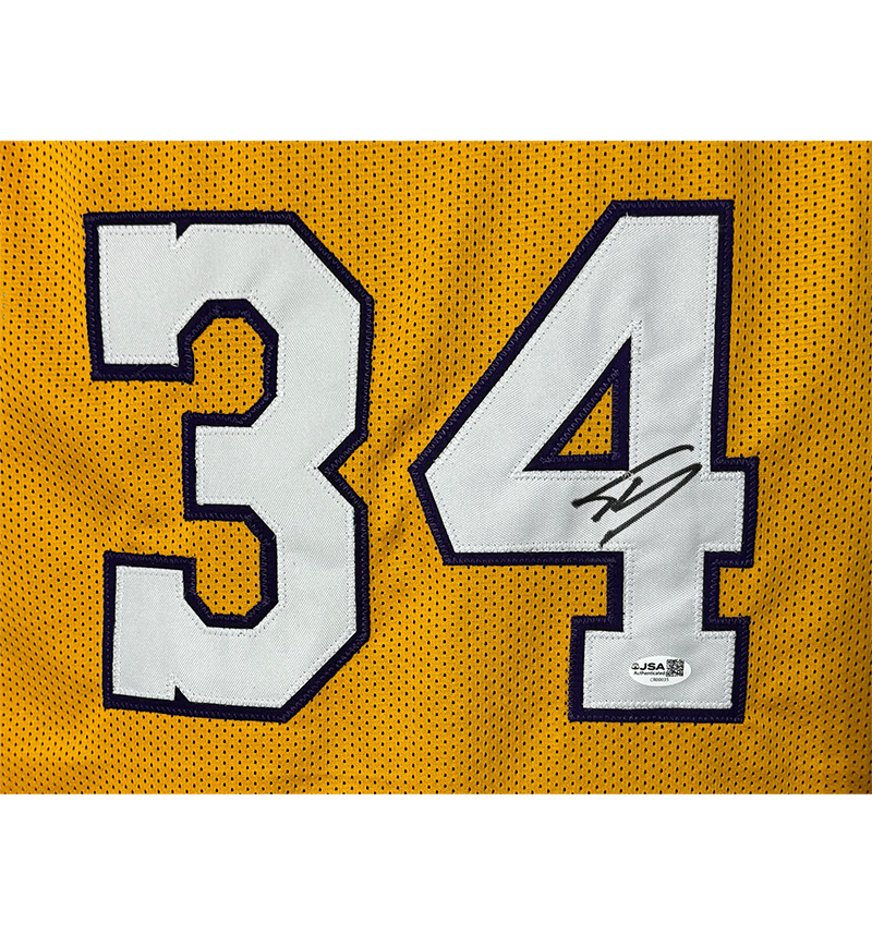 Shaquille O'Neal (Shaq) Signed Los Angeles Yellow Stat Basketball Jersey JSA