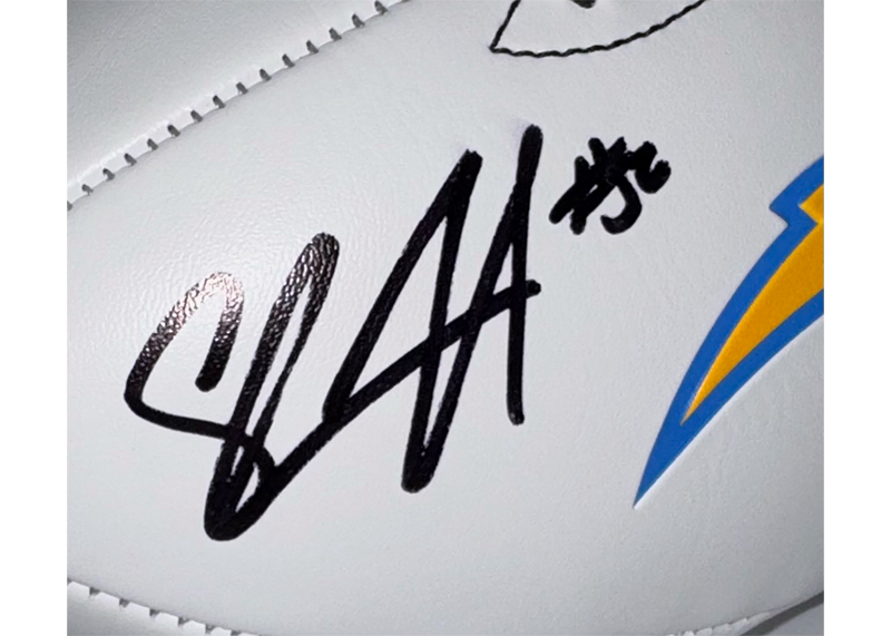 Shawn Merriman Signed Los Angeles Chargers Football Logo JSA