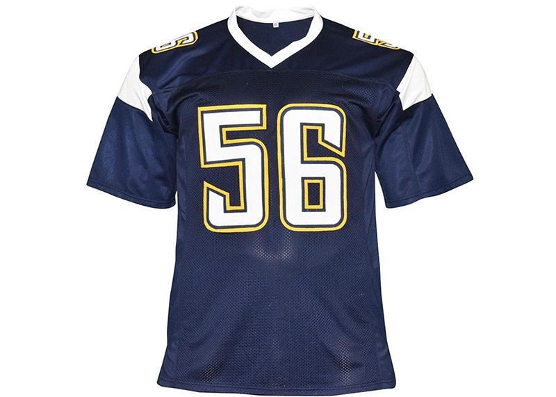 Shawne Merriman Signed San Diego Blue Football Jersey (JSA)
