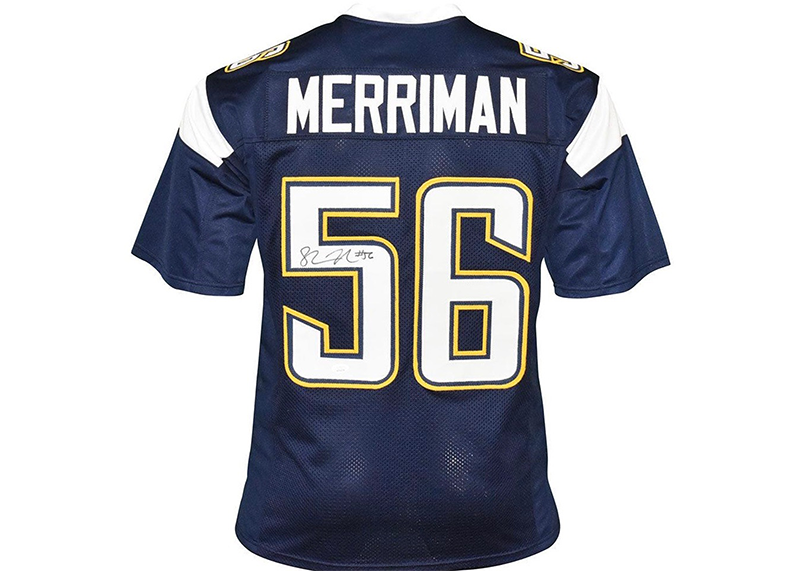 Shawne Merriman Signed Custom Blue Football Jersey (JSA)