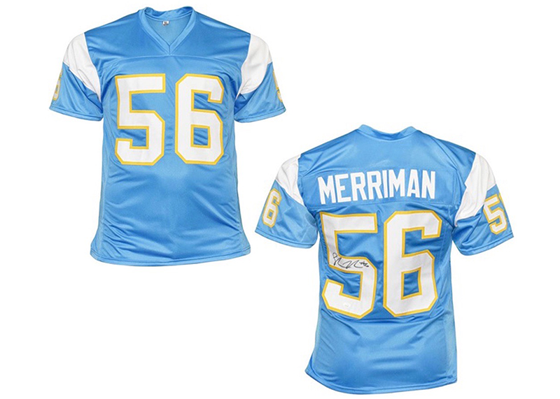 Shawne Merriman Signed Custom Light Blue Football Jersey (JSA)