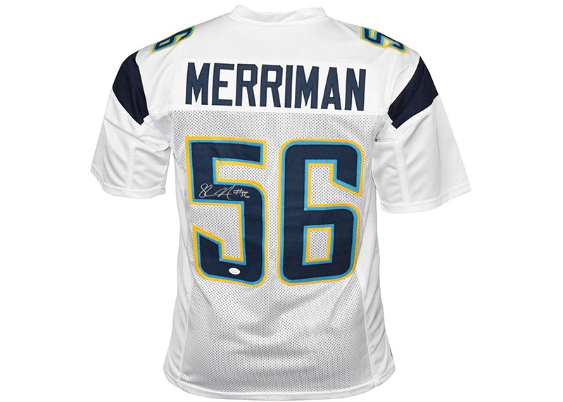 Shawne Merriman Signed San Diego White Football Jersey JSA