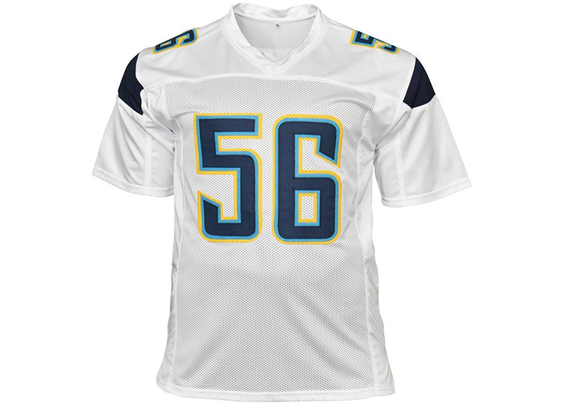 Shawne Merriman Signed San Diego White Football Jersey JSA