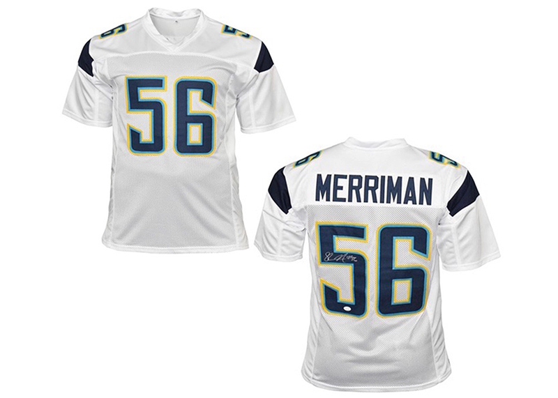 Shawne Merriman Signed San Diego White Football Jersey JSA
