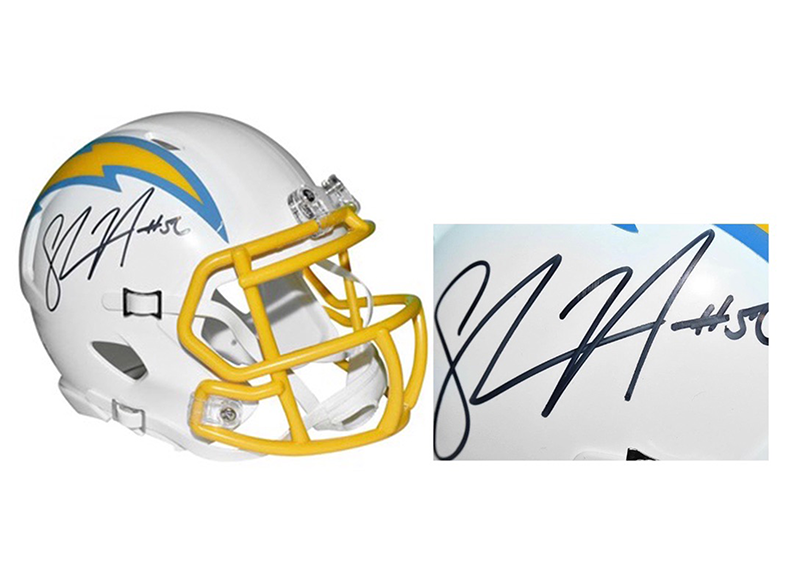 Shawne Merriman Signed Los Angeles Chargers Speed Mini Football Helmet JSA