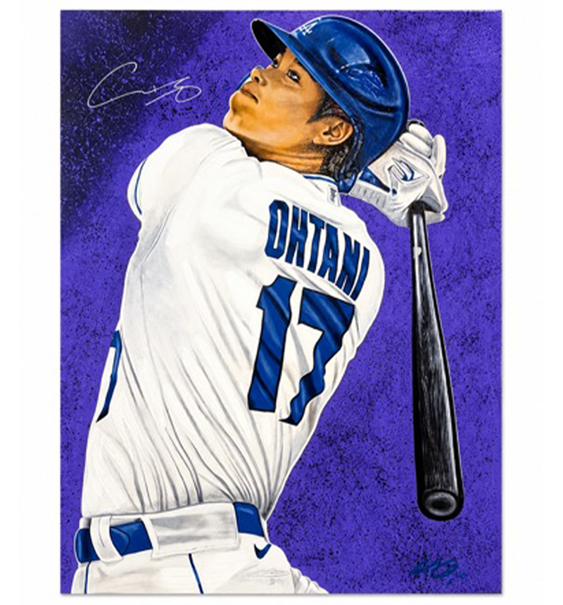 Shohei Ohtani Signed 30x40 Original Artwork William Lopa 1/1 Beckett BAS