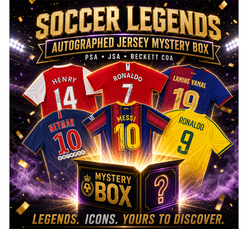 Soccer Legends Autographed/Signed Jersey Mystery Box with PSA JSA or Beckett COA
