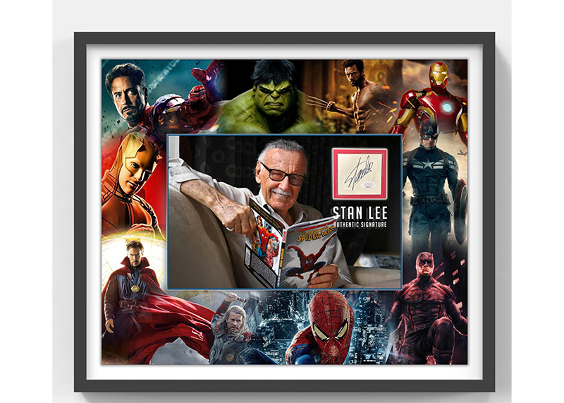 Stan Lee Signed Marvel Universe Masterpiece 24x28 Frame Hand-Signed Autograph JSA