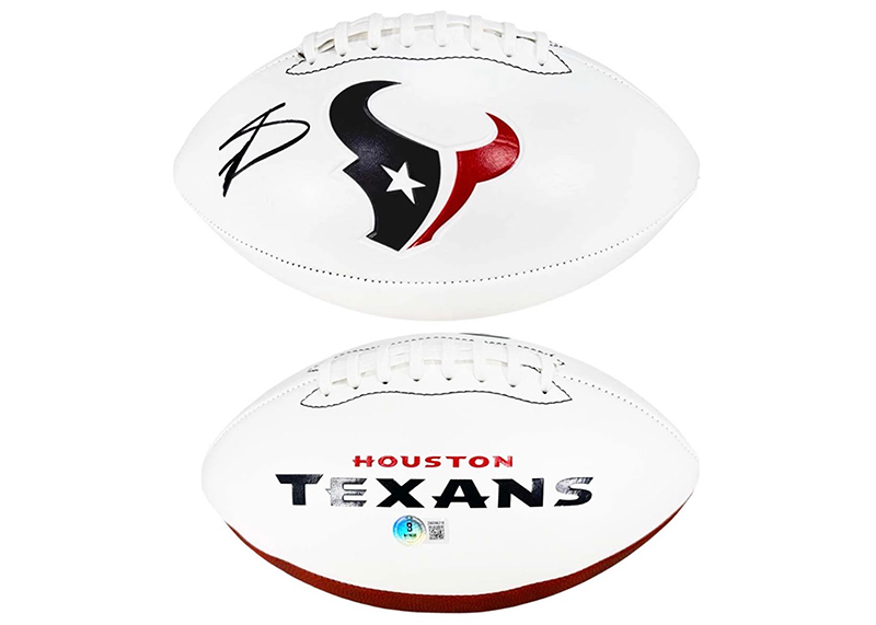 Stefon Diggs Signed Houston Texans Official NFL Team Logo White Football Beckett