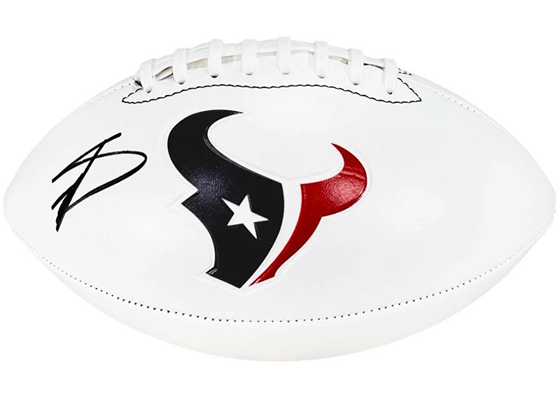 Stefon Diggs Signed Houston Texans Official NFL Team Logo White Football Beckett