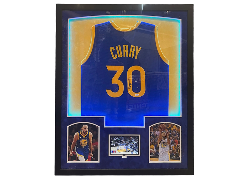 Steph Curry Golden State Signed 3D Light Up W TV Jersey Frame 34x42 JSA