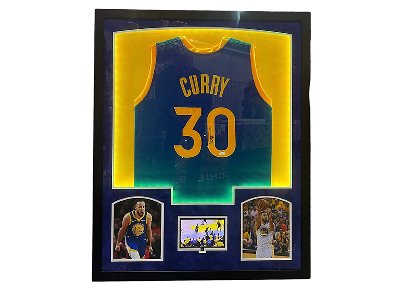 Steph Curry Golden State Signed 3D Light Up W TV Jersey Frame 34x42 JSA