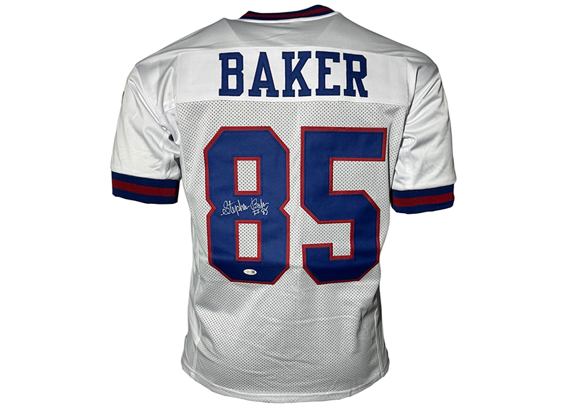 Stephen Baker Signed New York White Football Jersey JSA