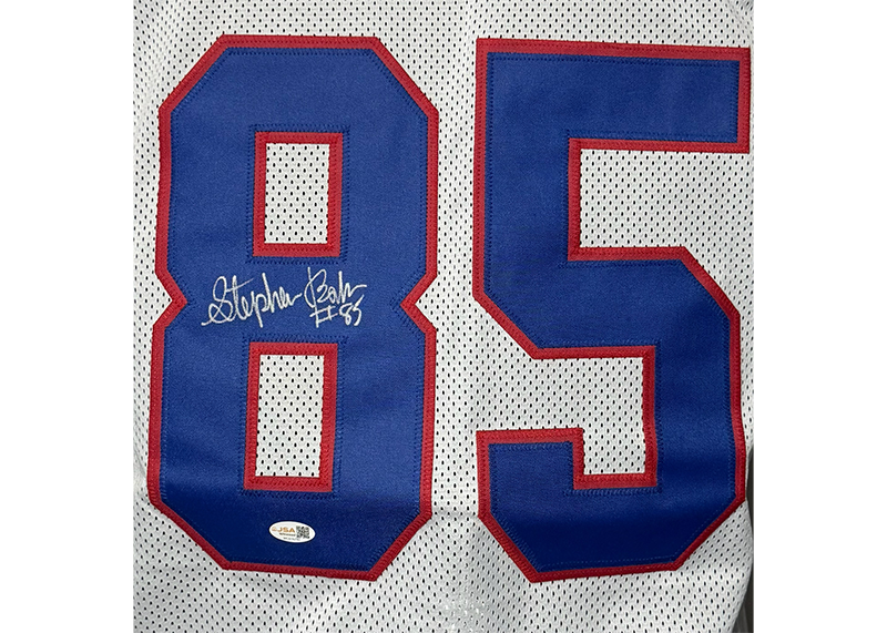 Stephen Baker Signed New York White Football Jersey JSA