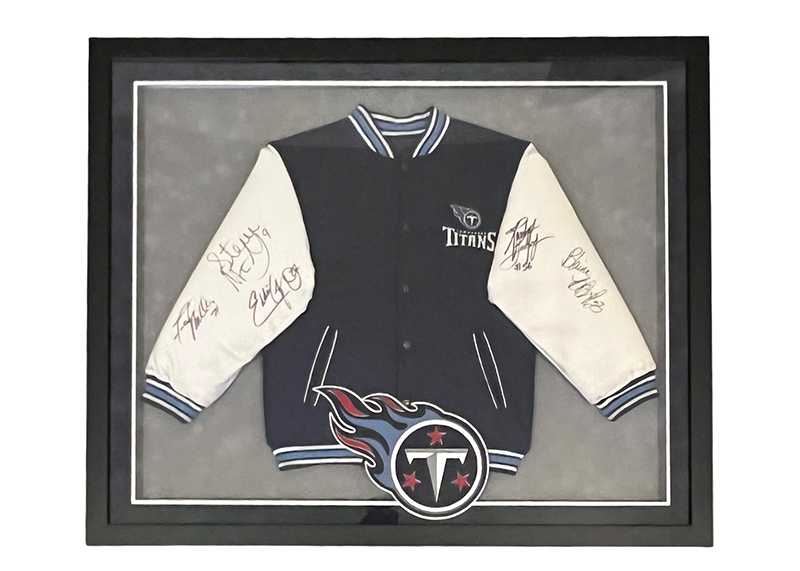 Steve McNair Eddie George Blaine Bishop Framed 43x3x35 Titans Jacket JSA