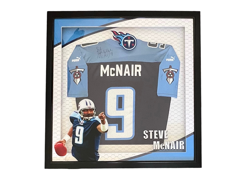 Steve McNair Signed 3D With LED Lights Tennessee Titans Framed Jersey JSA 35x35