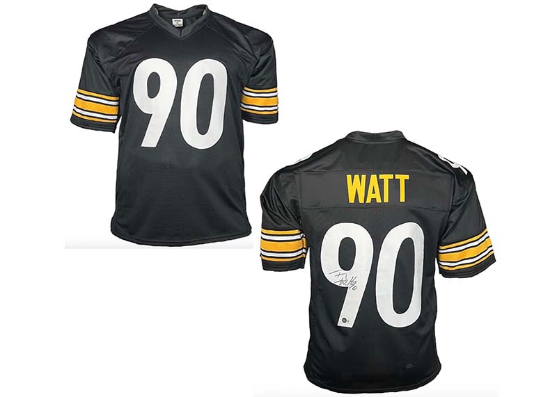 TJ Watt Autographed Custom Black Football Jersey Beckett