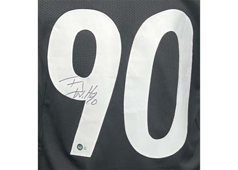 TJ Watt Autographed Custom Black Football Jersey Beckett
