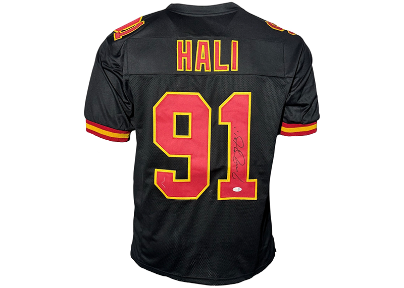 Tamba Hali Signed Kansas City Black Football Jersey JSA