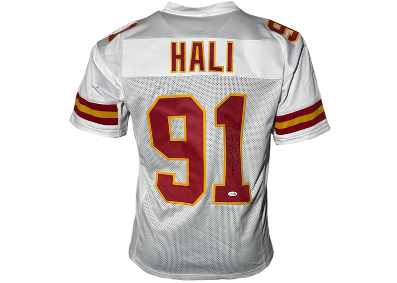 Tamba Hali Signed Kansas City White Football Jersey JSA
