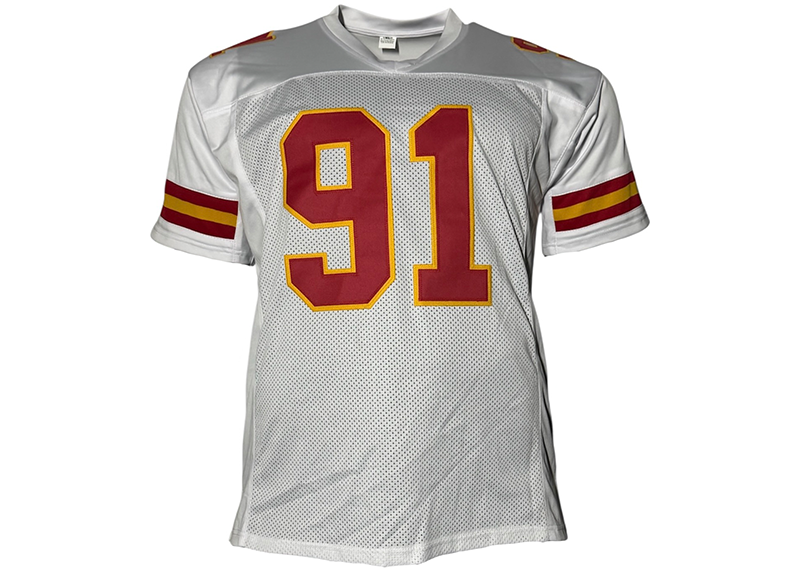 Tamba Hali Signed Kansas City White Football Jersey JSA