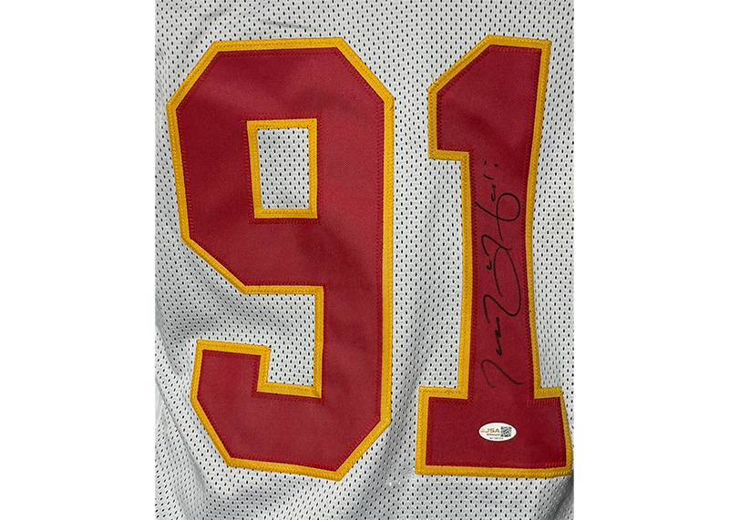 Tamba Hali Signed Kansas City White Football Jersey JSA
