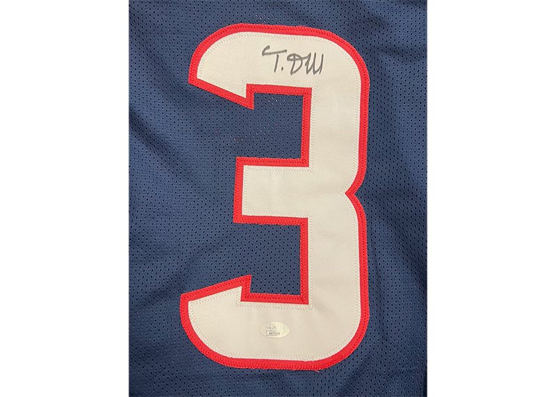 Tank Dell Signed Custom Blue Football Jersey JSA