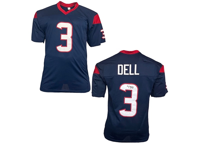 Tank Dell Signed Custom Blue Football Jersey JSA