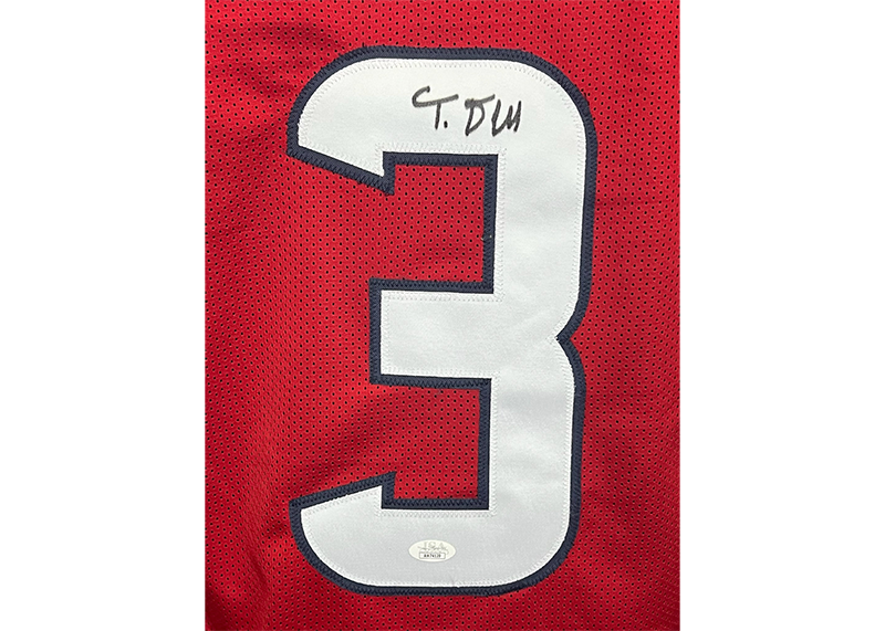Tank Dell Signed Houston Red Football Jersey JSA