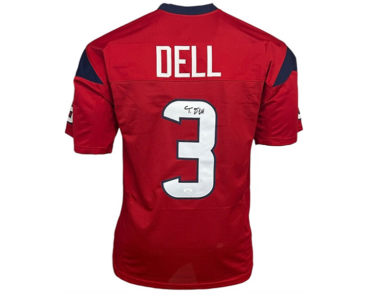 Tank Dell Signed Houston Red Football Jersey JSA