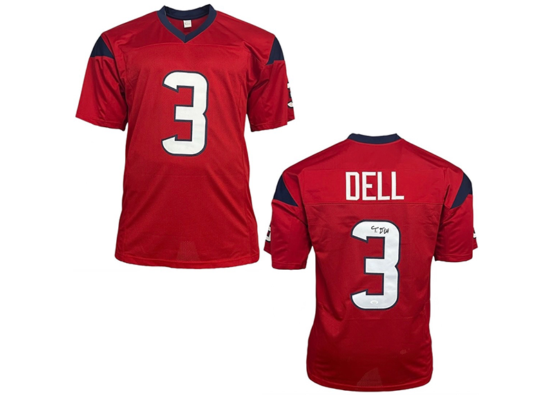 Tank Dell Signed Houston Red Football Jersey JSA