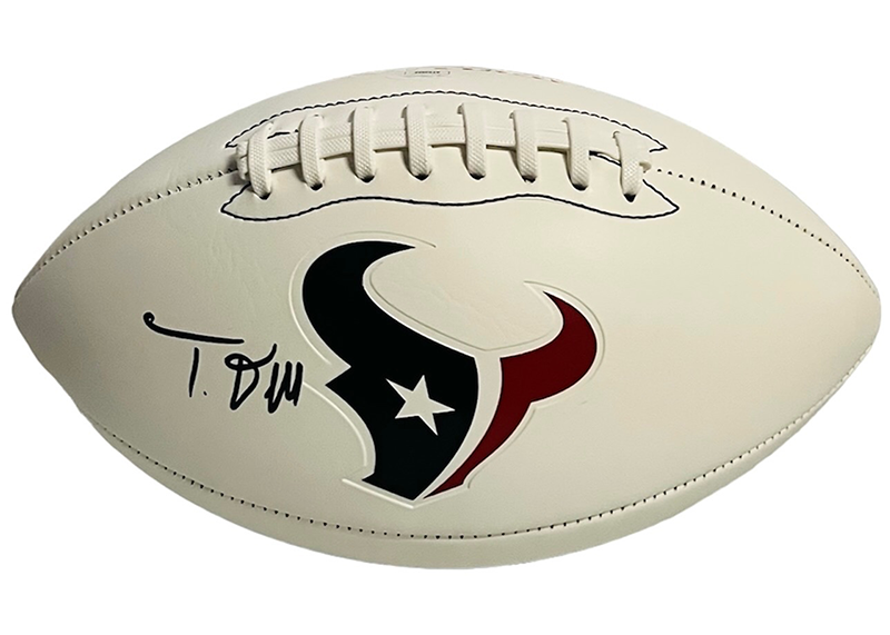 Tank Dell Signed Houston Texans Official NFL Logo Football JSA