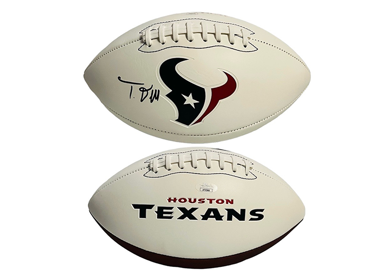 Tank Dell Signed Houston Texans Official NFL Logo Football JSA