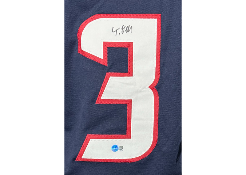 Tank Dell Signed Houston Blue Football Jersey Beckett