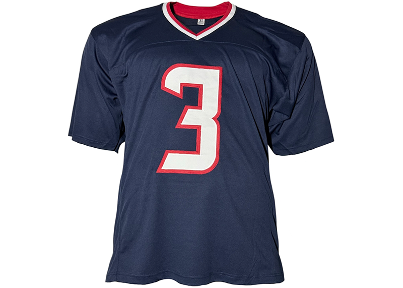 Tank Dell Signed Houston Blue Football Jersey Beckett
