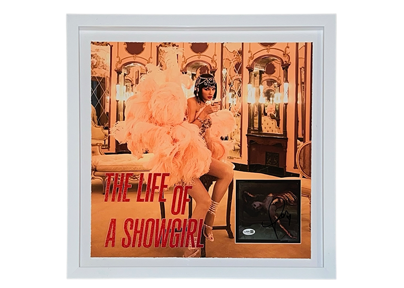 Taylor Swift Signed 21 1/2 x 21 1/2 Framed Life Of A Showgirl CD JSA