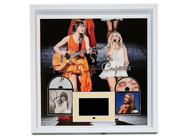 Taylor Swift & Sabrina Carpenter Signed Framed CD's With Playable Video 25x25 JSA