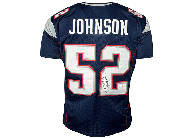 Ted Johnson Signed New England Blue Football Jersey JSA