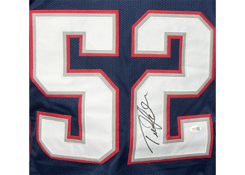 Ted Johnson Signed New England Blue Football Jersey JSA