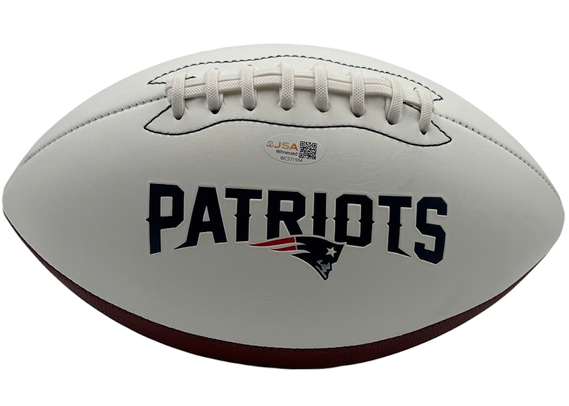 Ted Johnson Signed New England Patriots Logo Football JSA