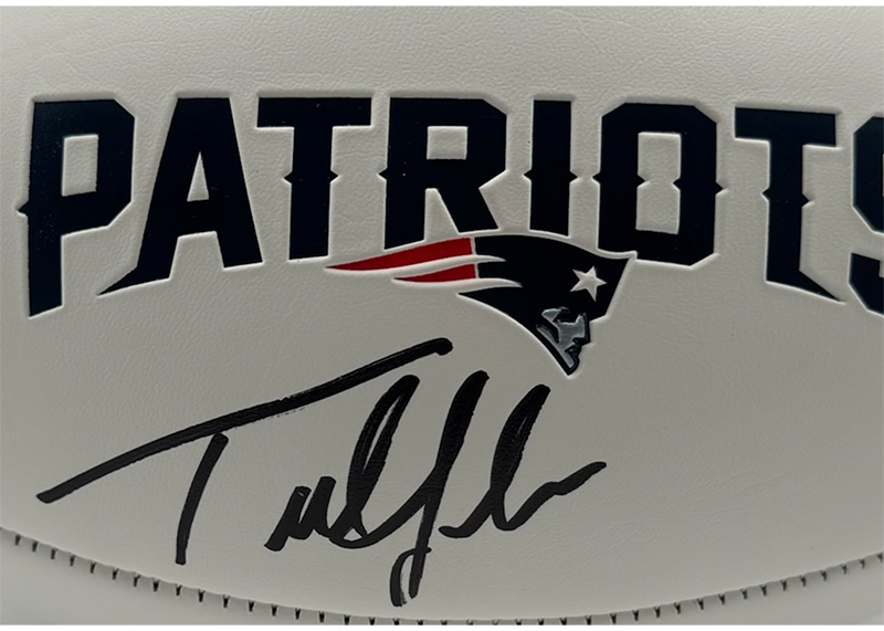 Ted Johnson Signed New England Patriots Logo Football JSA