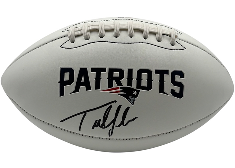 Ted Johnson Signed New England Patriots Logo Football JSA