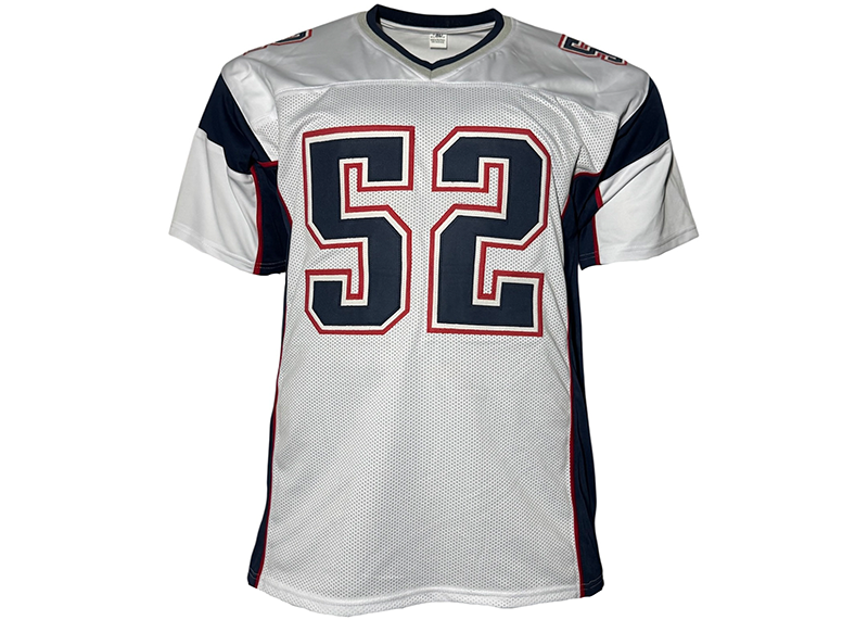 Ted Johnson Signed New England White Football Jersey JSA
