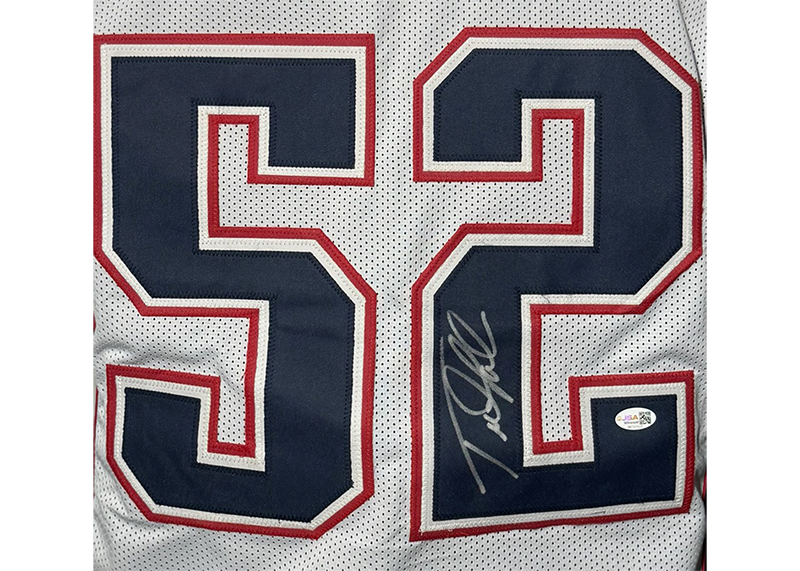 Ted Johnson Signed New England White Football Jersey JSA