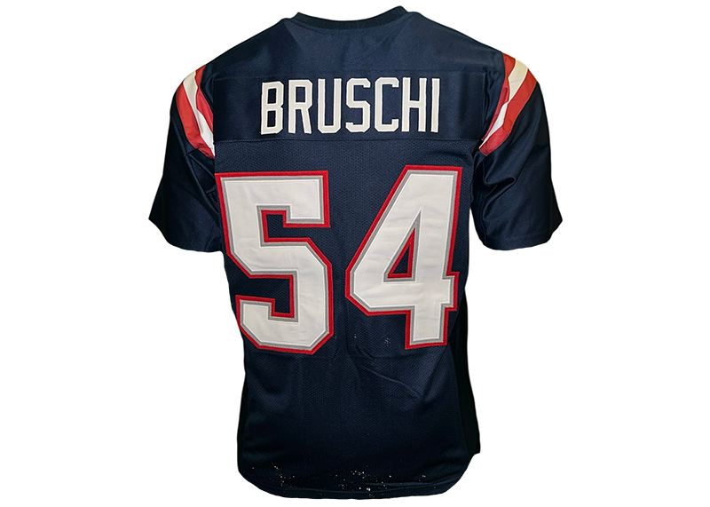 Tedy Bruschi Unsigned New England Blue Football Jersey